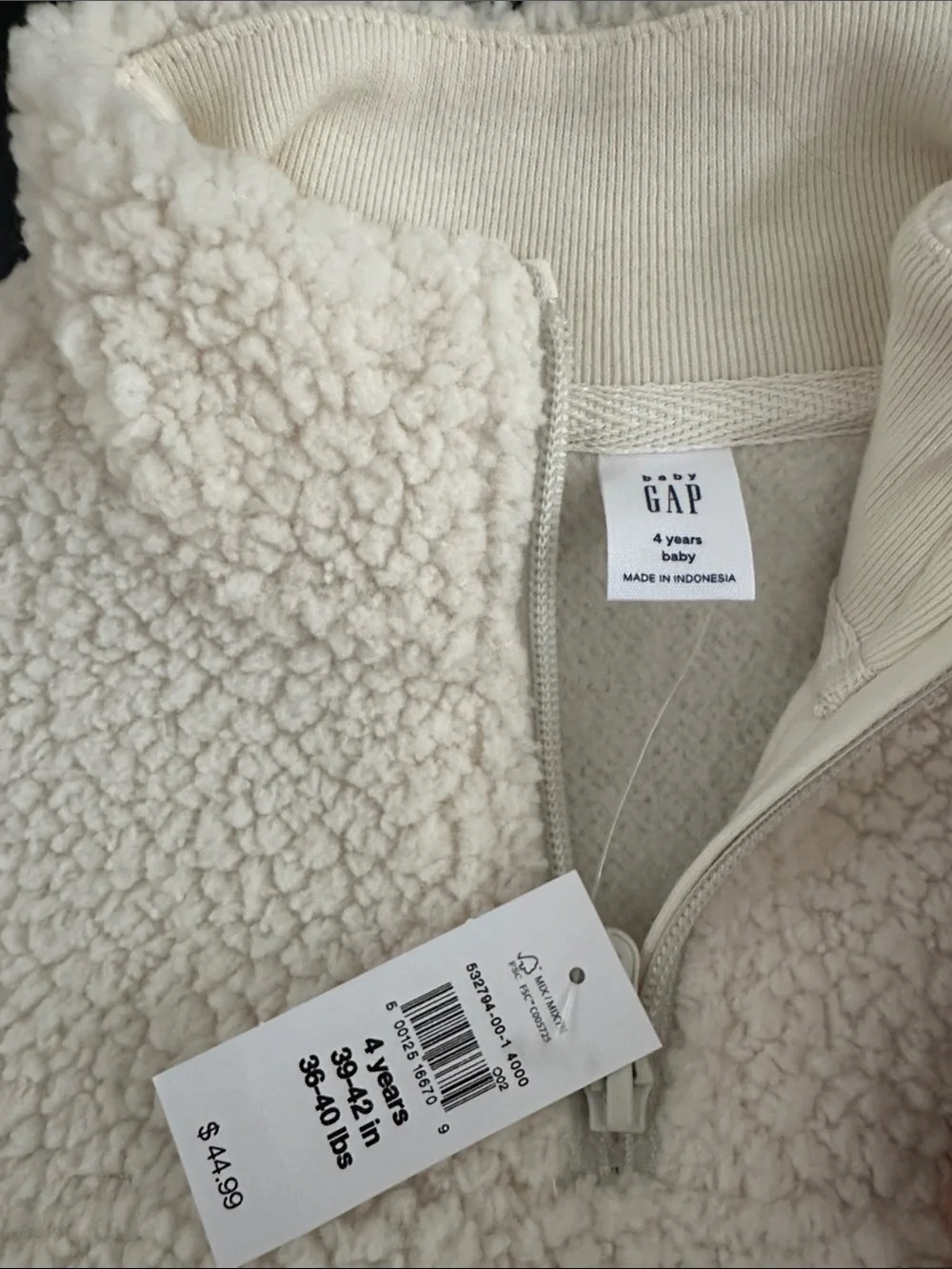 GAP Cream Sherpa Quarter-Zip Pullover Jacket